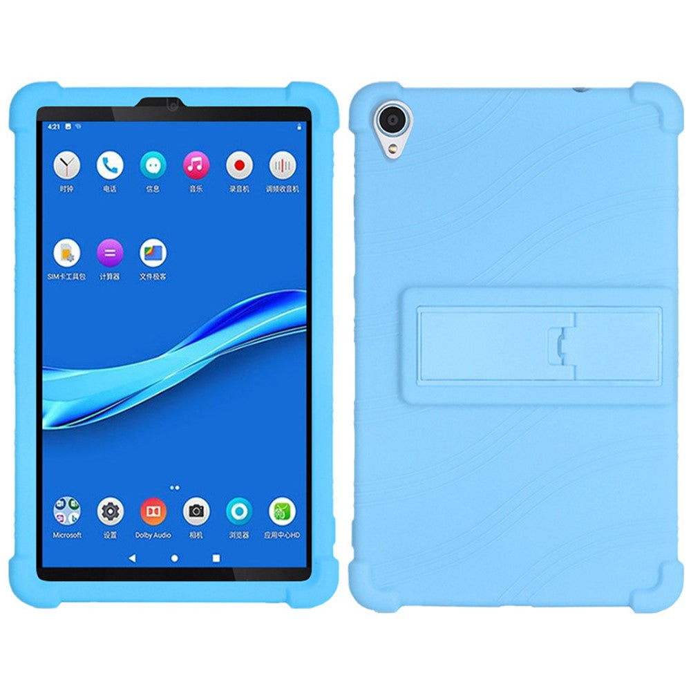 For Lenovo Tab M8 (3rd Gen) / Tab M8 (2nd Gen) TB-8506FS / XS Silicone Protective Cover Anti-Slip Kickstand Tablet Case - Sky Blue