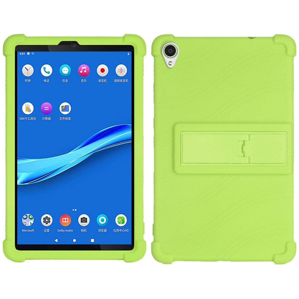 For Lenovo Tab M8 (3rd Gen) / Tab M8 (2nd Gen) TB-8506FS / XS Silicone Protective Cover Anti-Slip Kickstand Tablet Case - Green