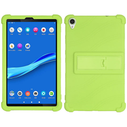 For Lenovo Tab M8 (3rd Gen) / Tab M8 (2nd Gen) TB-8506FS / XS Silicone Protective Cover Anti-Slip Kickstand Tablet Case - Green