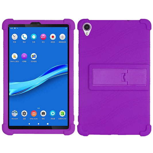 For Lenovo Tab M8 (3rd Gen) / Tab M8 (2nd Gen) TB-8506FS / XS Silicone Protective Cover Anti-Slip Kickstand Tablet Case - Purple