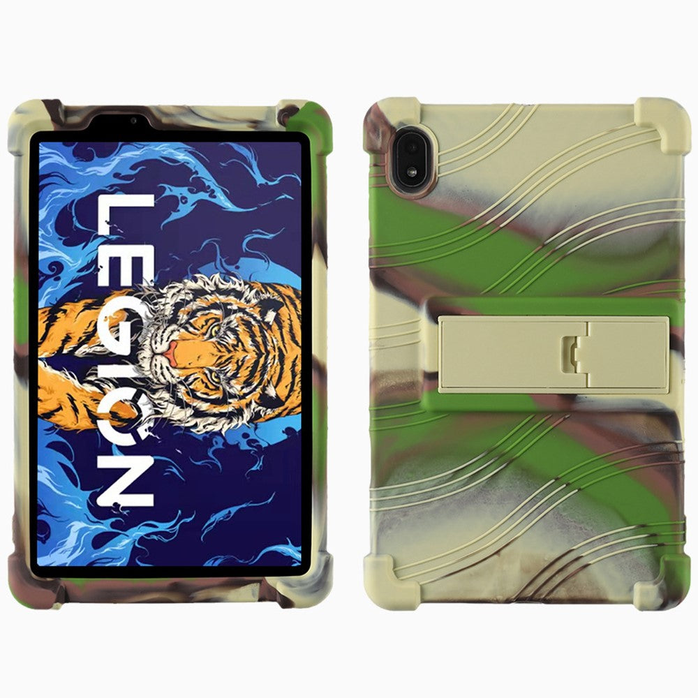 For Lenovo Legion Y700 Kickstand Soft Silicone Case Anti-Scratch Anti-Collision Tablet Cover - Camouflage