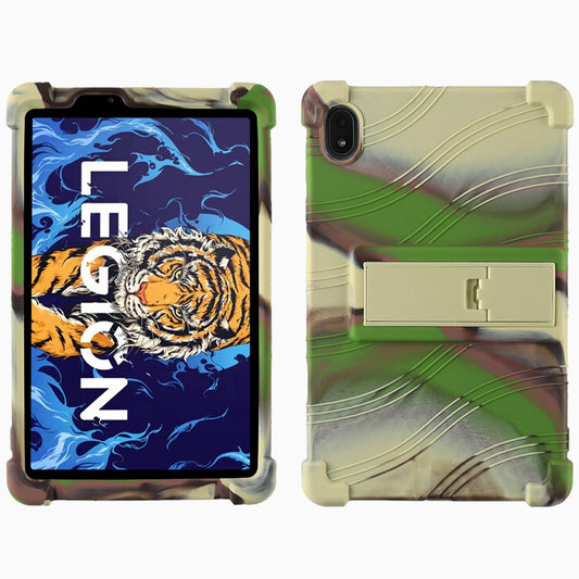 For Lenovo Legion Y700 Kickstand Soft Silicone Case Anti-Scratch Anti-Collision Tablet Cover - Camouflage