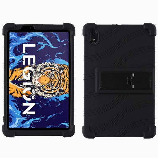 For Lenovo Legion Y700 Kickstand Soft Silicone Case Anti-Scratch Anti-Collision Tablet Cover - Black