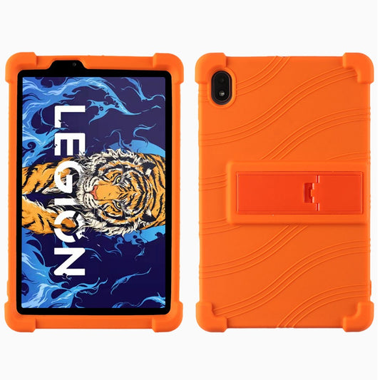 For Lenovo Legion Y700 Kickstand Soft Silicone Case Anti-Scratch Anti-Collision Tablet Cover - Orange