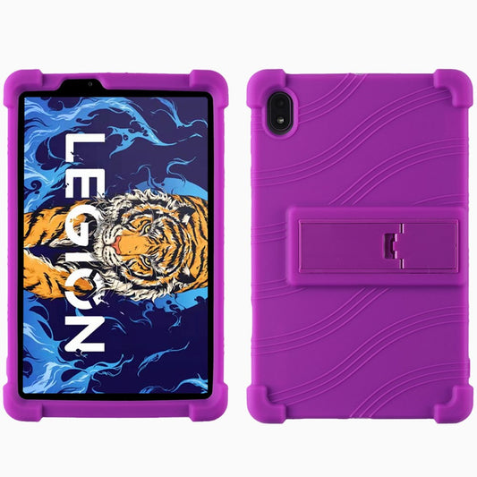 For Lenovo Legion Y700 Kickstand Soft Silicone Case Anti-Scratch Anti-Collision Tablet Cover - Purple