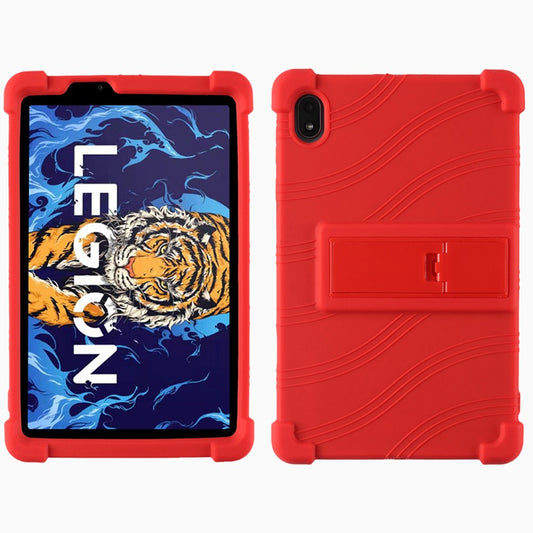 For Lenovo Legion Y700 Kickstand Soft Silicone Case Anti-Scratch Anti-Collision Tablet Cover - Red