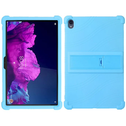 For Lenovo Tab K11 TB-J606N Silicone Tablet Case Kickstand Shockproof Protective Cover - Sky Blue