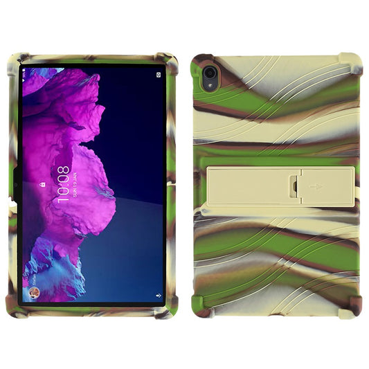 For Lenovo Tab K11 TB-J606N Silicone Tablet Case Kickstand Shockproof Protective Cover - Camouflage