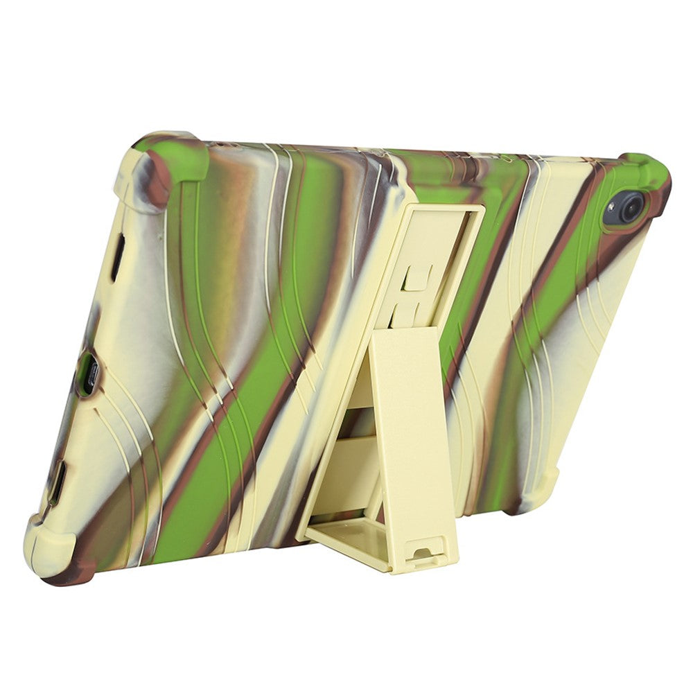For Lenovo Tab K11 TB-J606N Silicone Tablet Case Kickstand Shockproof Protective Cover - Camouflage
