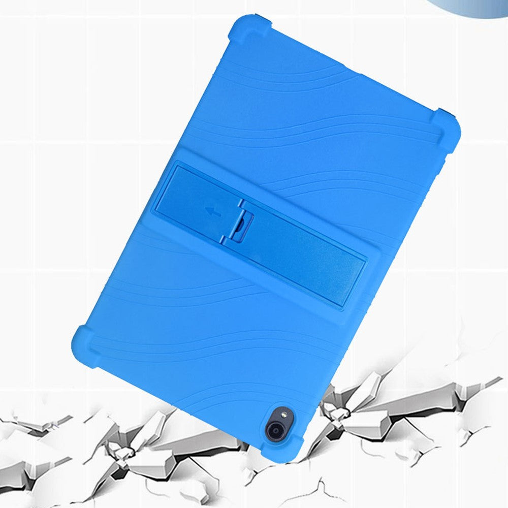 For Lenovo Tab K11 TB-J606N Silicone Tablet Case Kickstand Shockproof Protective Cover - Red