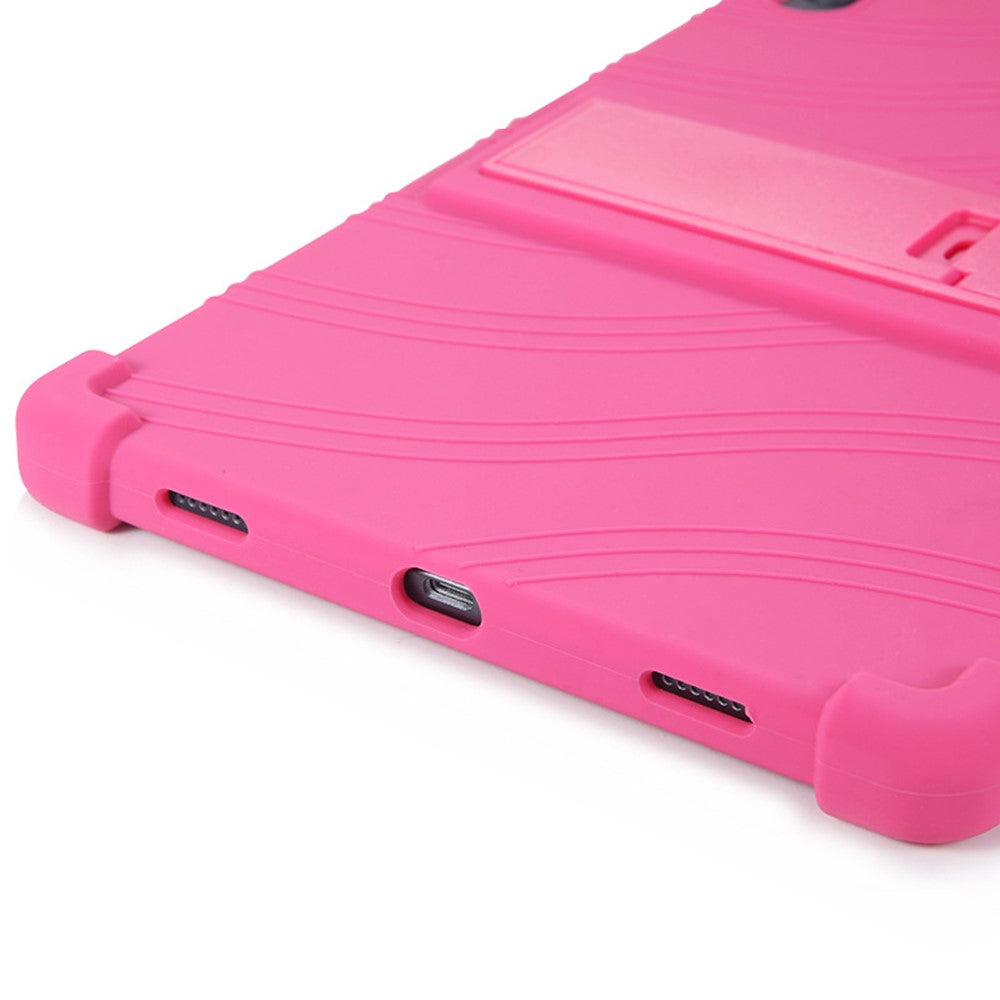 For Lenovo Tab K11 TB-J606N Silicone Tablet Case Kickstand Shockproof Protective Cover - Rose