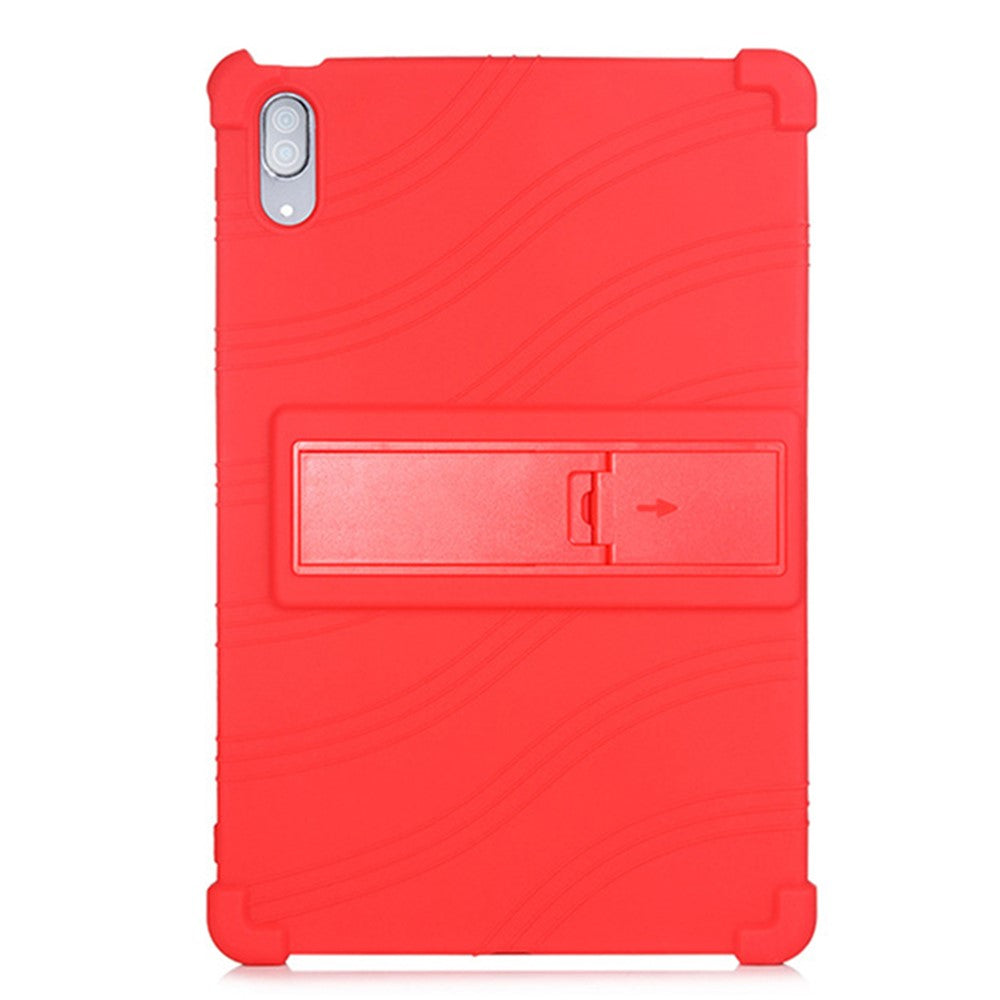 For Lenovo Tab P11 Pro (2020) TB-J706F Anti-Slip Silicone Protective Skin Shockproof Tablet Cover with PC Kickstand - Red