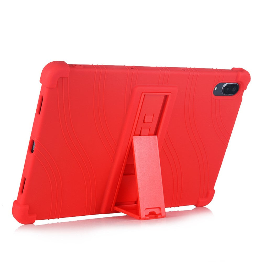For Lenovo Tab P11 Pro (2020) TB-J706F Anti-Slip Silicone Protective Skin Shockproof Tablet Cover with PC Kickstand - Red