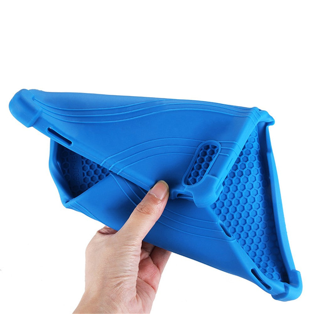 For Lenovo Tab P11 Pro (2020) TB-J706F Anti-Slip Silicone Protective Skin Shockproof Tablet Cover with PC Kickstand - Rose