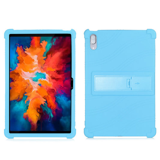 For Lenovo Tab P11 Pro (2020) TB-J706F Anti-Slip Silicone Protective Skin Shockproof Tablet Cover with PC Kickstand - Sky Blue