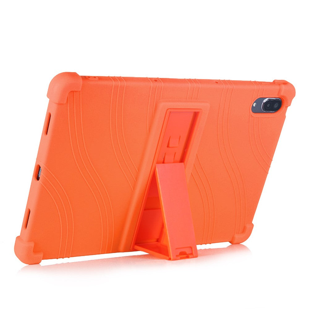 For Lenovo Tab P11 Pro (2020) TB-J706F Anti-Slip Silicone Protective Skin Shockproof Tablet Cover with PC Kickstand - Orange