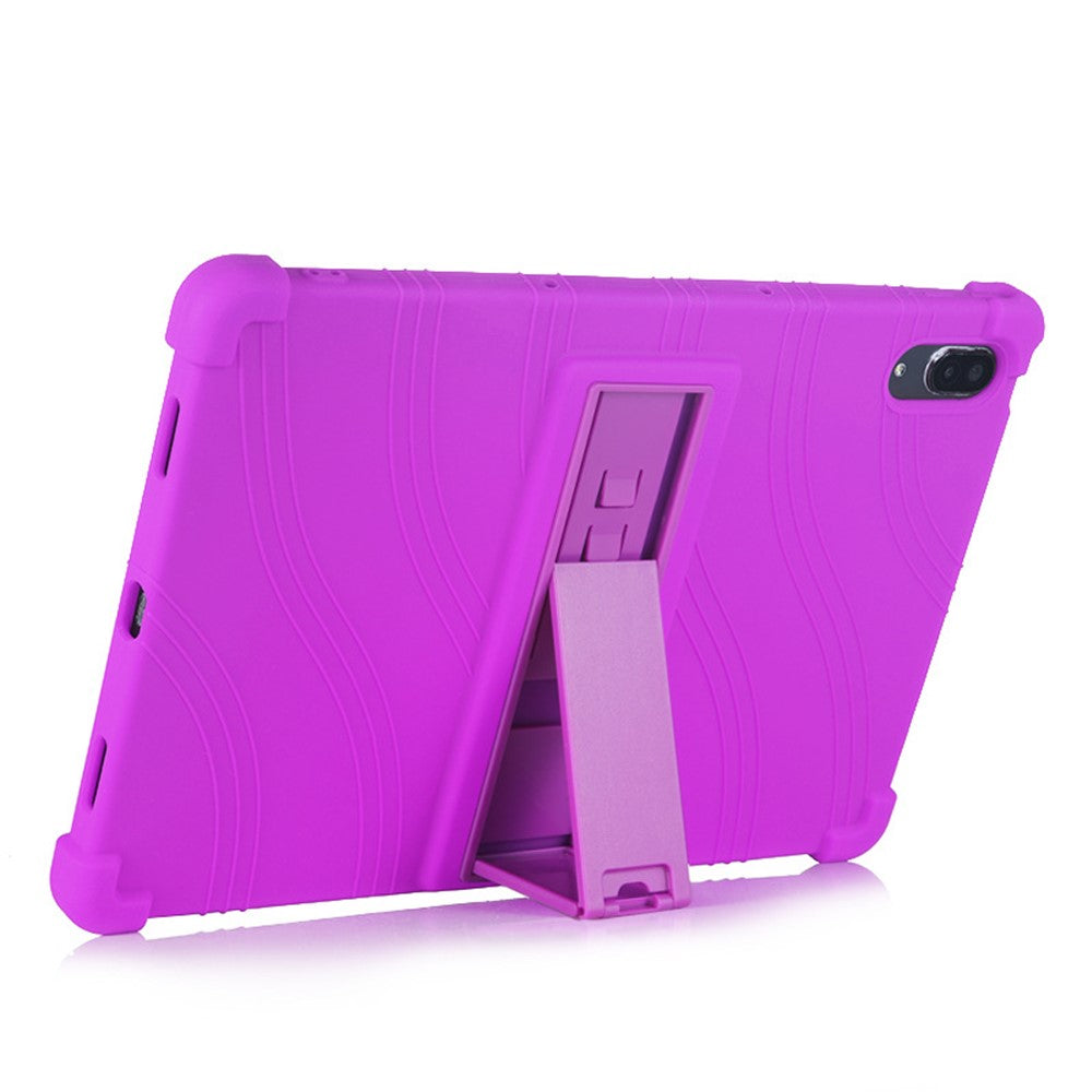 For Lenovo Tab P11 Pro (2020) TB-J706F Anti-Slip Silicone Protective Skin Shockproof Tablet Cover with PC Kickstand - Purple