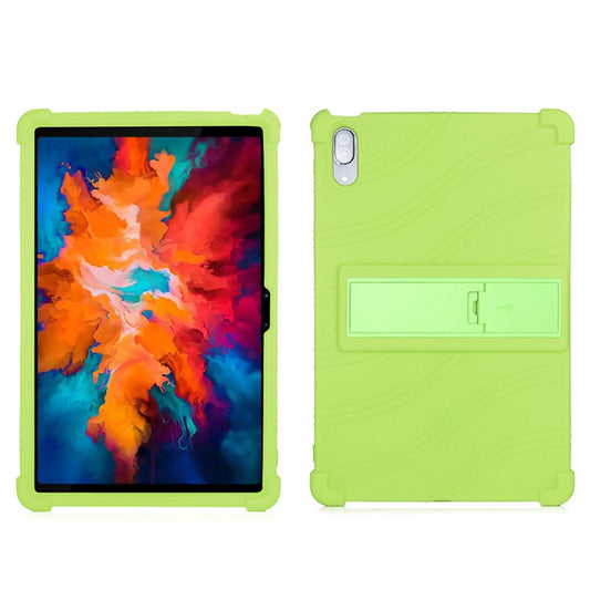 For Lenovo Tab P11 Pro (2020) TB-J706F Anti-Slip Silicone Protective Skin Shockproof Tablet Cover with PC Kickstand - Green