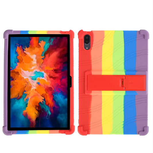 For Lenovo Tab P11 Pro (2020) TB-J706F Anti-Slip Silicone Protective Skin Shockproof Tablet Cover with PC Kickstand - Multi-color