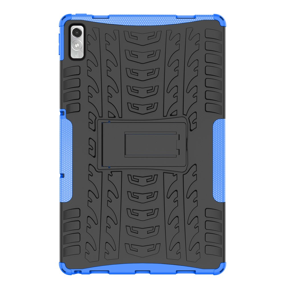 For Lenovo Tab P11 Gen 2 Anti-drop Tablet Case Tire Texture Kickstand Soft TPU Hard PC Protective Tablet Cover - Blue