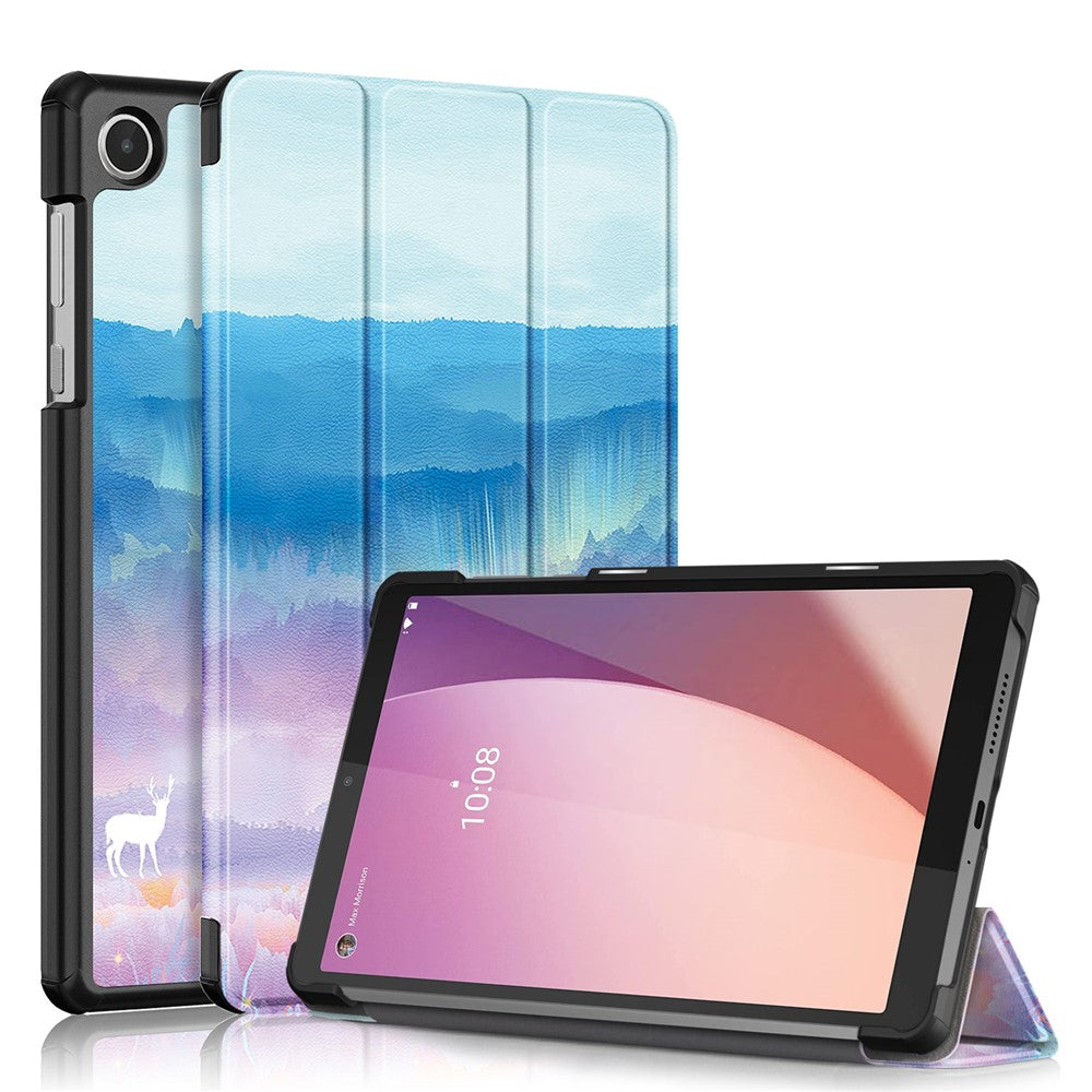 For Lenovo Tab M8 (4th Gen) 2024 TB-301XU / M8 (4th Gen) 2023 TB-300FU Tri-Fold Stand Tablet PU Leather Cover - Fantasy Deer