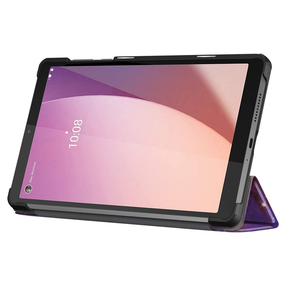 For Lenovo Tab M8 (4th Gen) 2024 TB-301XU / M8 (4th Gen) 2023 TB-300FU Tri-Fold Stand Tablet PU Leather Cover - Galaxy