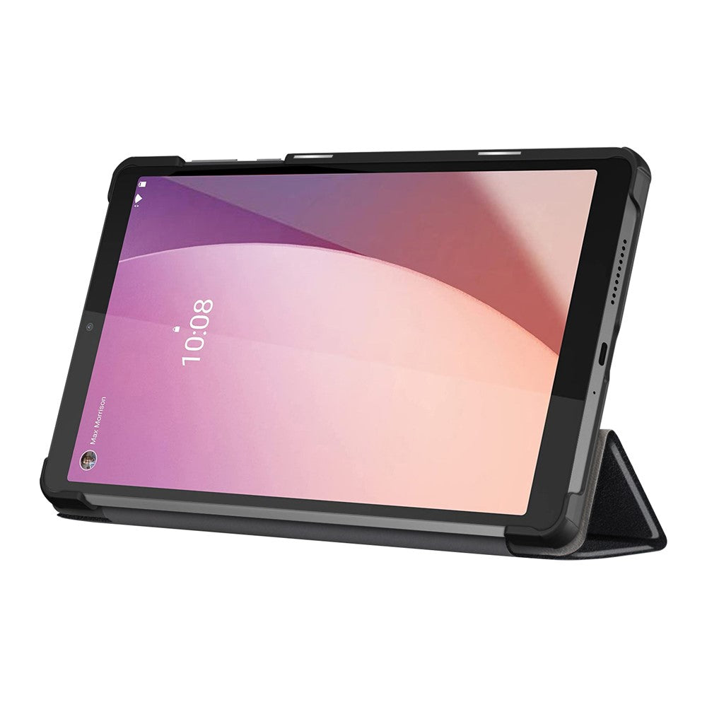 For Lenovo Tab M8 (4th Gen) 2024 TB-301XU / M8 (4th Gen) 2023 TB-300FU Tri-Fold Stand Solid Color PU Leather Tablet Cover - Black