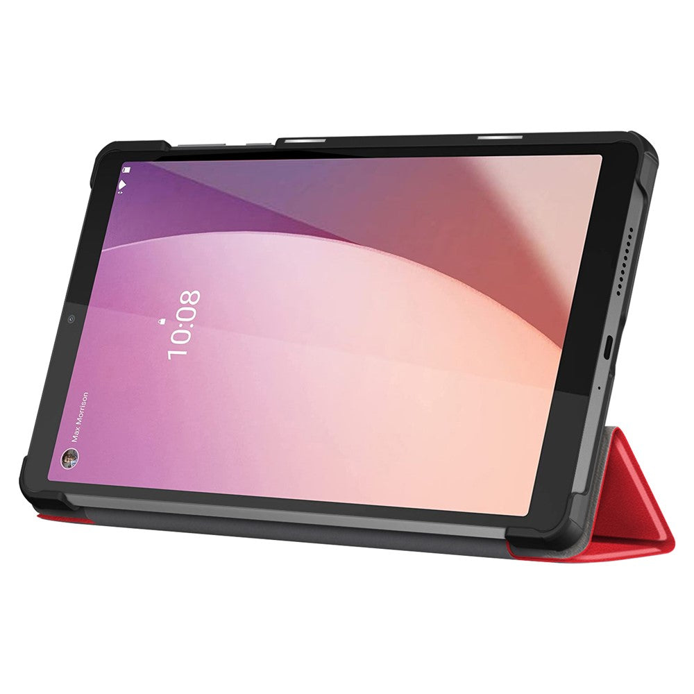 For Lenovo Tab M8 (4th Gen) 2024 TB-301XU / M8 (4th Gen) 2023 TB-300FU Tri-Fold Stand Solid Color PU Leather Tablet Cover - Red