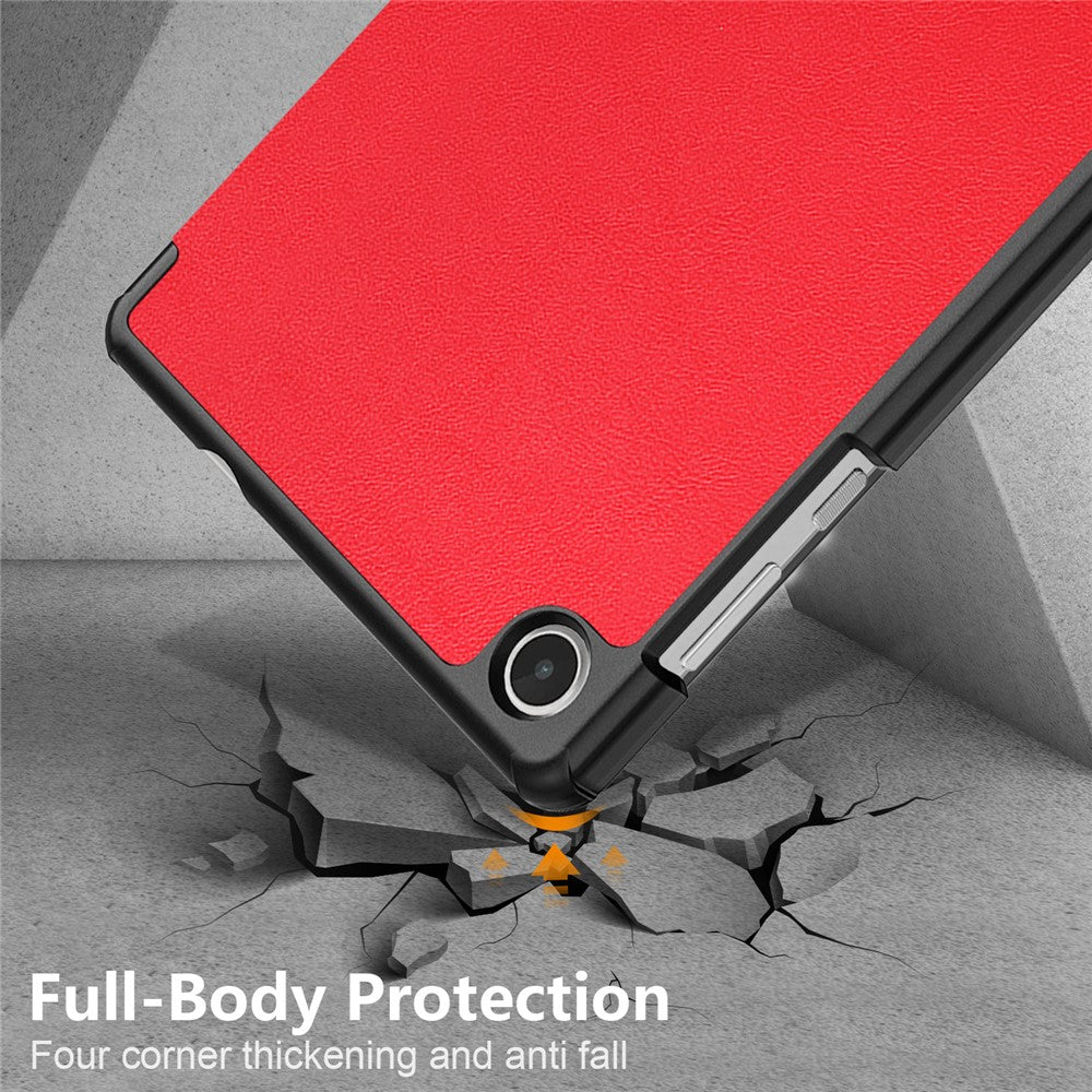 For Lenovo Tab M8 (4th Gen) 2024 TB-301XU / M8 (4th Gen) 2023 TB-300FU Tri-Fold Stand Solid Color PU Leather Tablet Cover - Red