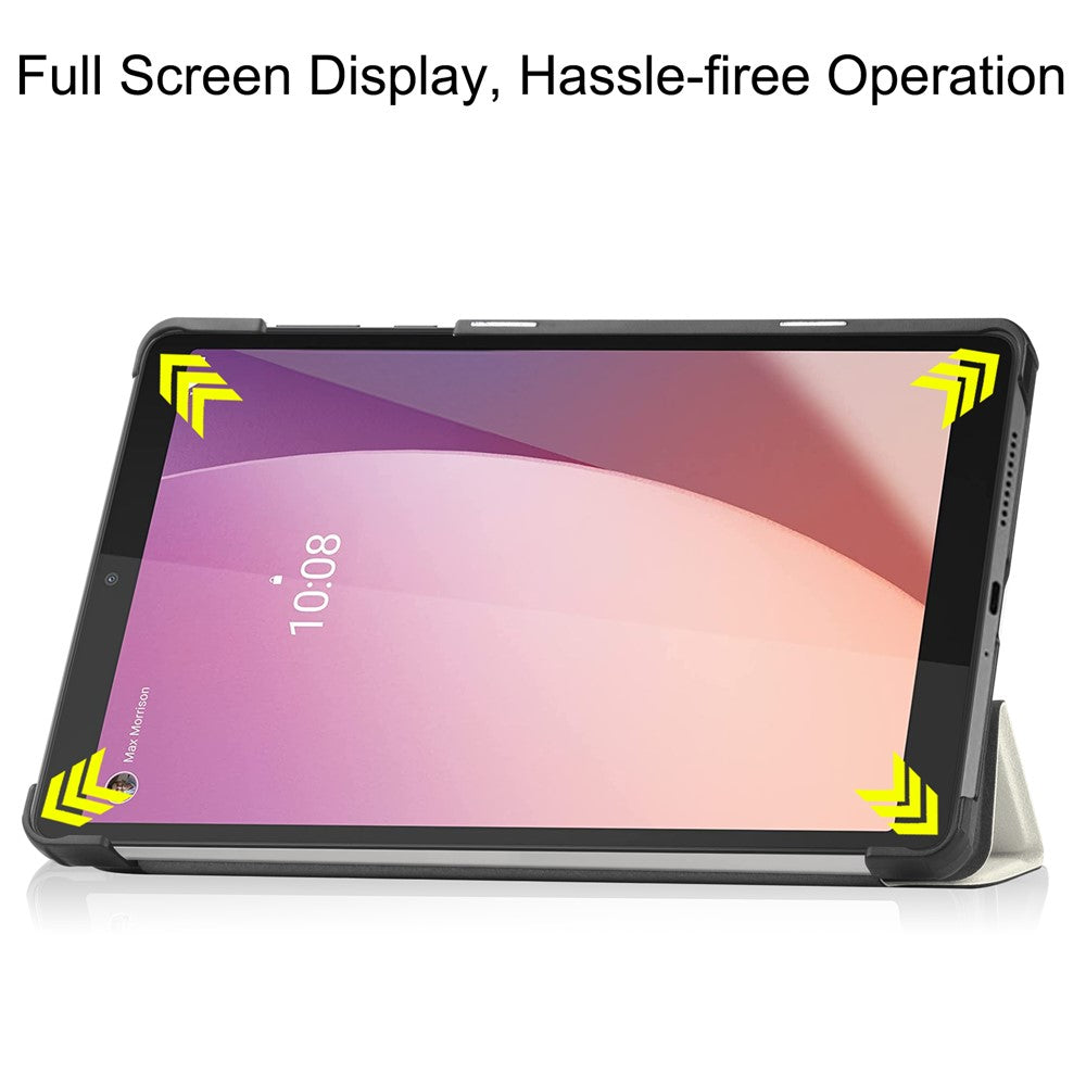Tri-Fold Stand for Lenovo Tab M8 (4th Gen) 2024 TB-301XU / M8 (4th Gen) 2023 TB-300FU Pattern Printing PU Leather Tablet Cover - Cat