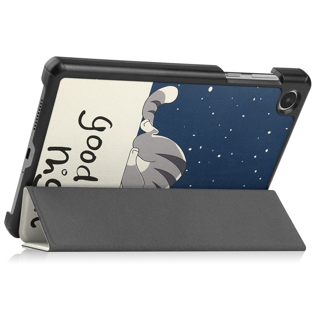 Tri-Fold Stand for Lenovo Tab M8 (4th Gen) 2024 TB-301XU / M8 (4th Gen) 2023 TB-300FU Pattern Printing PU Leather Tablet Cover - Cat