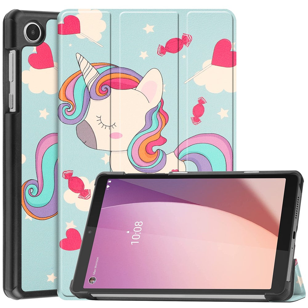 Tri-Fold Stand for Lenovo Tab M8 (4th Gen) 2024 TB-301XU / M8 (4th Gen) 2023 TB-300FU Pattern Printing PU Leather Tablet Cover - Horse