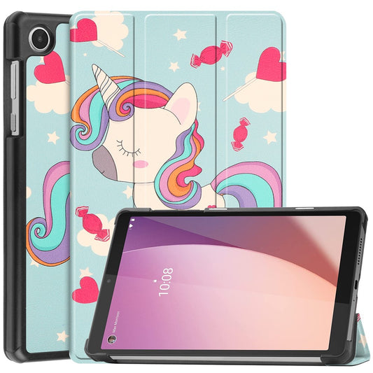 Tri-Fold Stand for Lenovo Tab M8 (4th Gen) 2024 TB-301XU / M8 (4th Gen) 2023 TB-300FU Pattern Printing PU Leather Tablet Cover - Horse