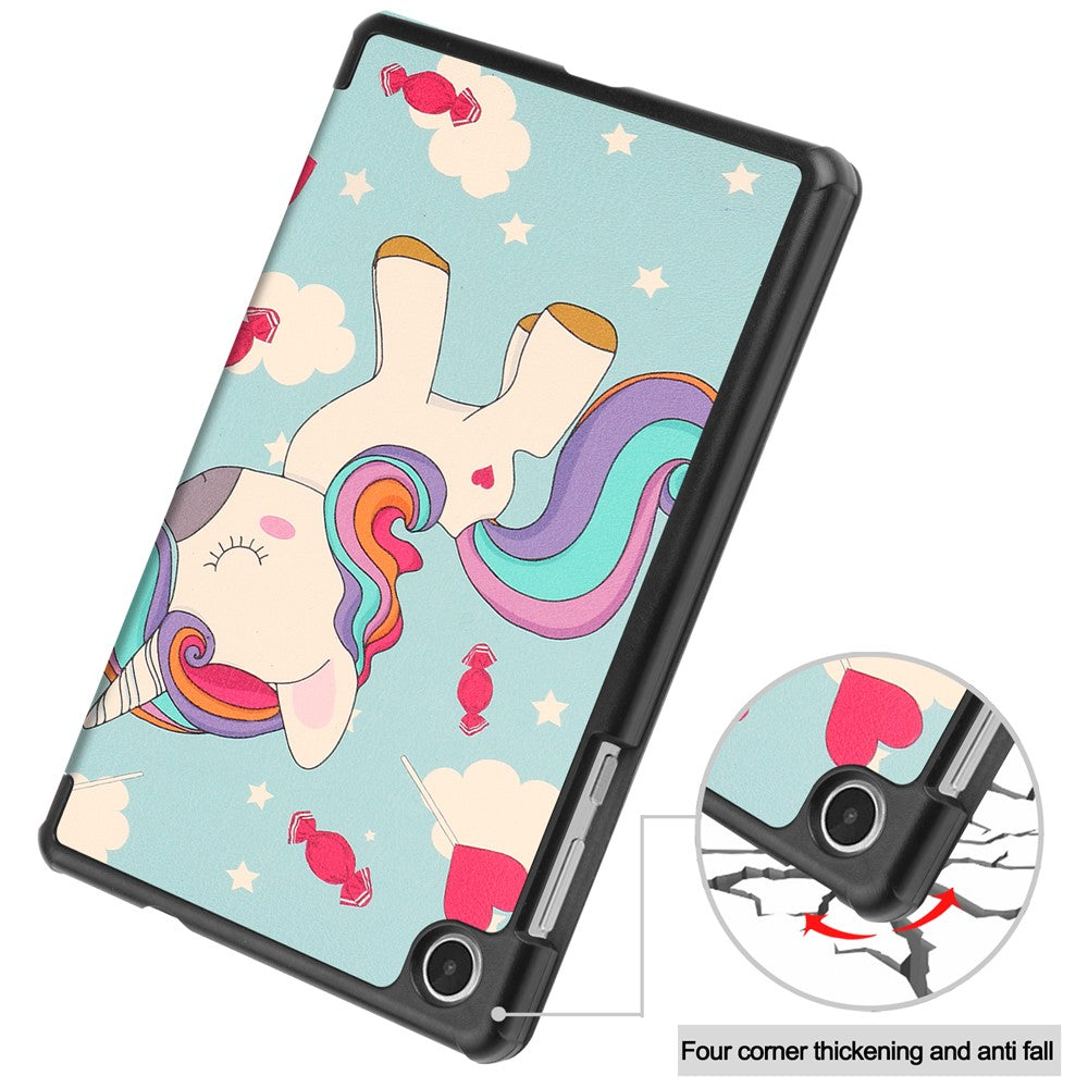 Tri-Fold Stand for Lenovo Tab M8 (4th Gen) 2024 TB-301XU / M8 (4th Gen) 2023 TB-300FU Pattern Printing PU Leather Tablet Cover - Horse