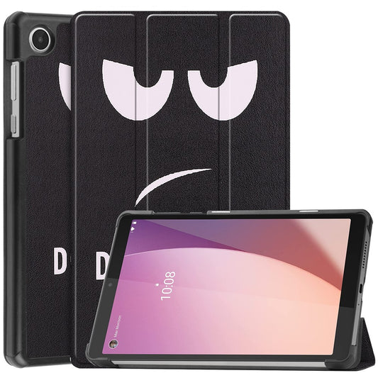Tri-Fold Stand for Lenovo Tab M8 (4th Gen) 2024 TB-301XU / M8 (4th Gen) 2023 TB-300FU Pattern Printing PU Leather Tablet Cover - Don't Touch Me