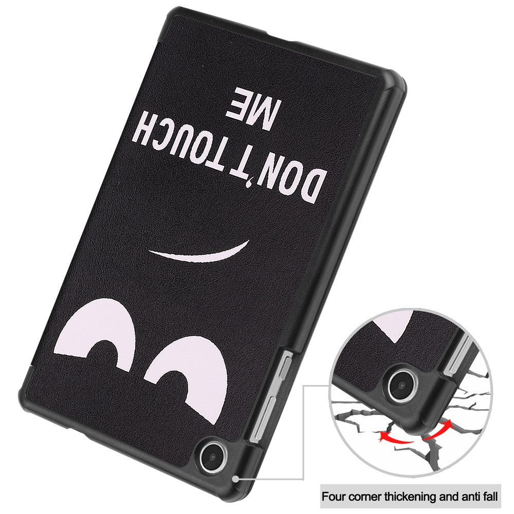 Tri-Fold Stand for Lenovo Tab M8 (4th Gen) 2024 TB-301XU / M8 (4th Gen) 2023 TB-300FU Pattern Printing PU Leather Tablet Cover - Don't Touch Me
