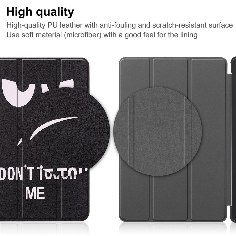 Tri-Fold Stand for Lenovo Tab M8 (4th Gen) 2024 TB-301XU / M8 (4th Gen) 2023 TB-300FU Pattern Printing PU Leather Tablet Cover - Don't Touch Me