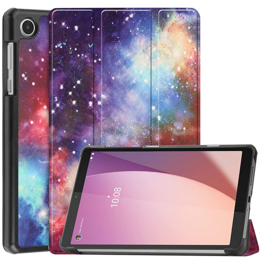 Tri-Fold Stand for Lenovo Tab M8 (4th Gen) 2024 TB-301XU / M8 (4th Gen) 2023 TB-300FU Pattern Printing PU Leather Tablet Cover - Starry Sky