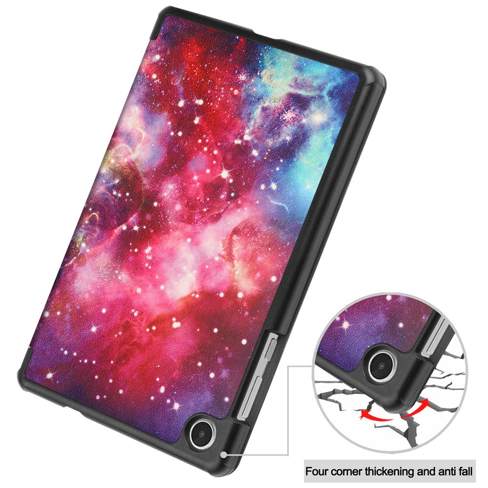 Tri-Fold Stand for Lenovo Tab M8 (4th Gen) 2024 TB-301XU / M8 (4th Gen) 2023 TB-300FU Pattern Printing PU Leather Tablet Cover - Starry Sky