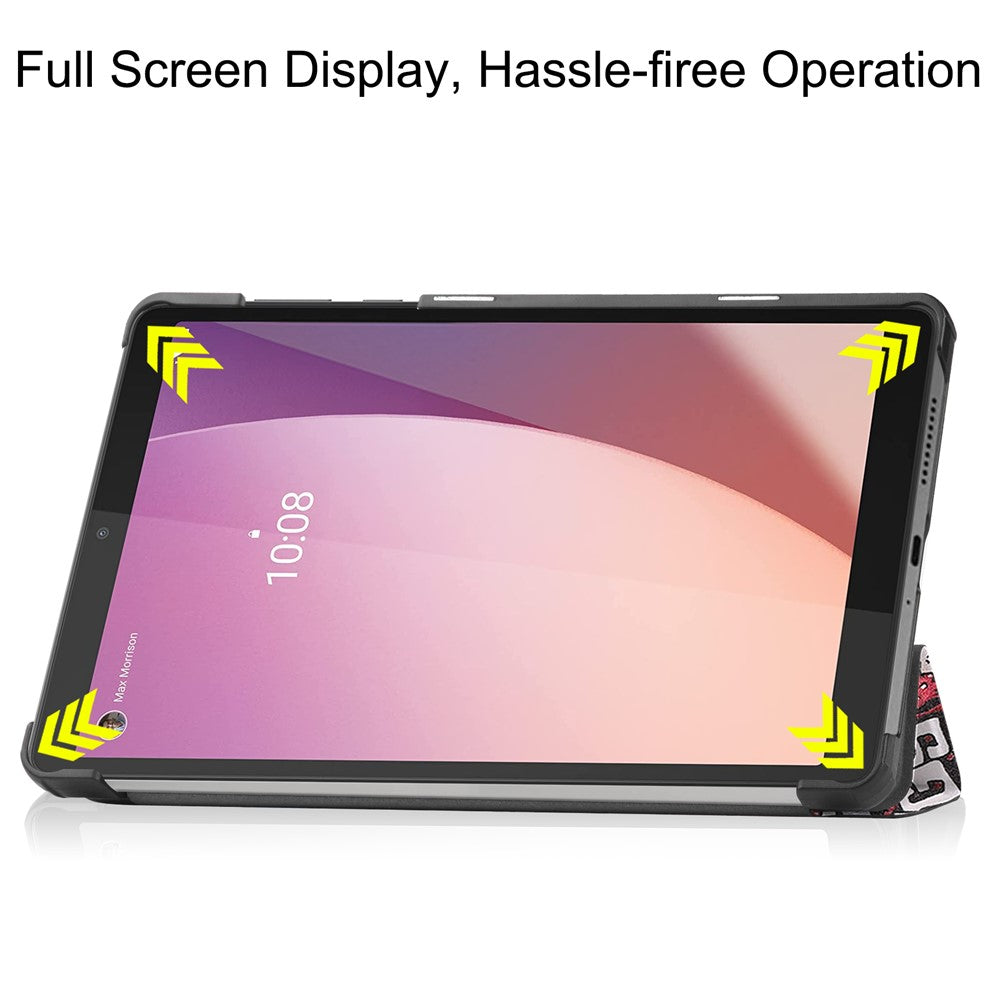 Tri-Fold Stand for Lenovo Tab M8 (4th Gen) 2024 TB-301XU / M8 (4th Gen) 2023 TB-300FU Pattern Printing PU Leather Tablet Cover - Graffiti