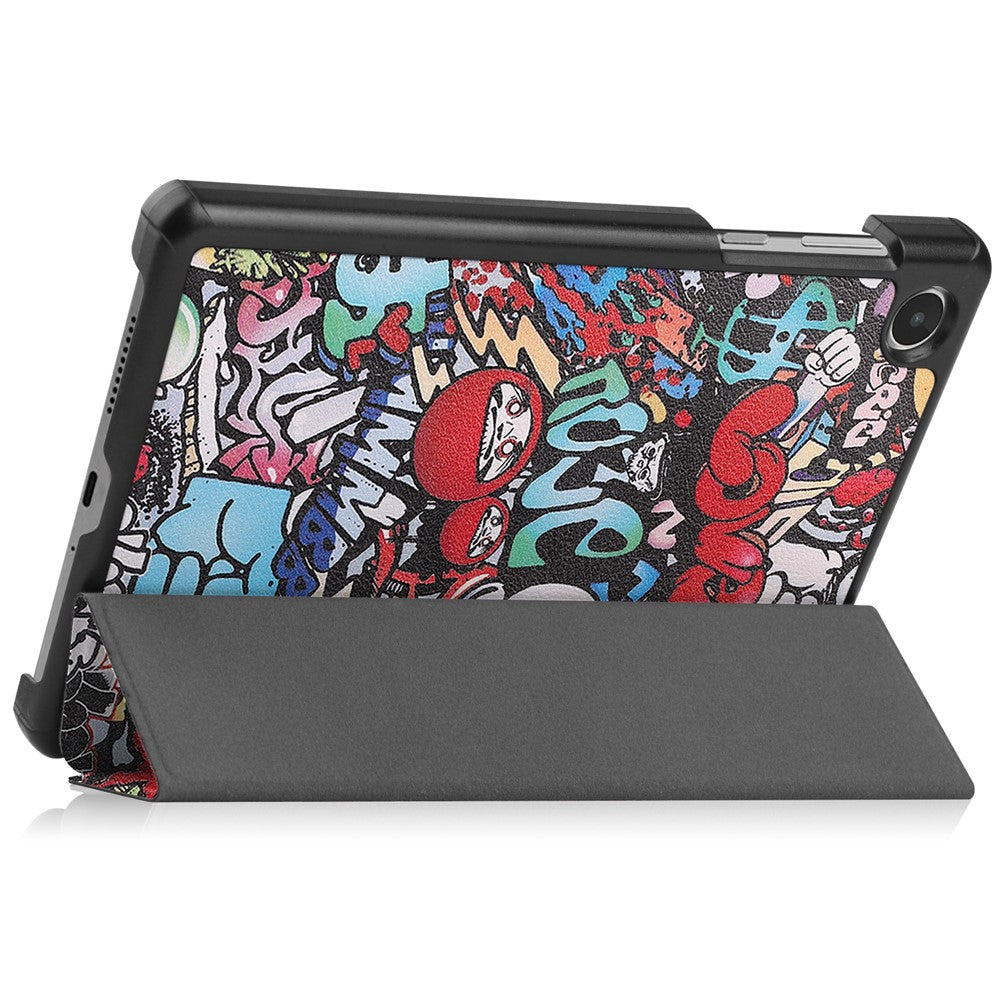Tri-Fold Stand for Lenovo Tab M8 (4th Gen) 2024 TB-301XU / M8 (4th Gen) 2023 TB-300FU Pattern Printing PU Leather Tablet Cover - Graffiti