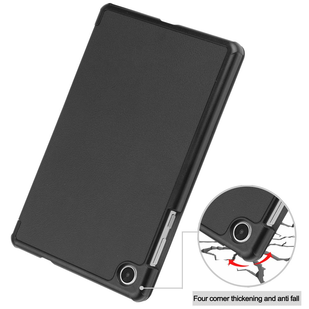 PU Leather Tablet Case for Lenovo Tab M8 (4th Gen) 2024 TB-301XU / M8 (4th Gen) 2023 TB-300FU Tri-Fold Stand Protective Tablet Cover - Black