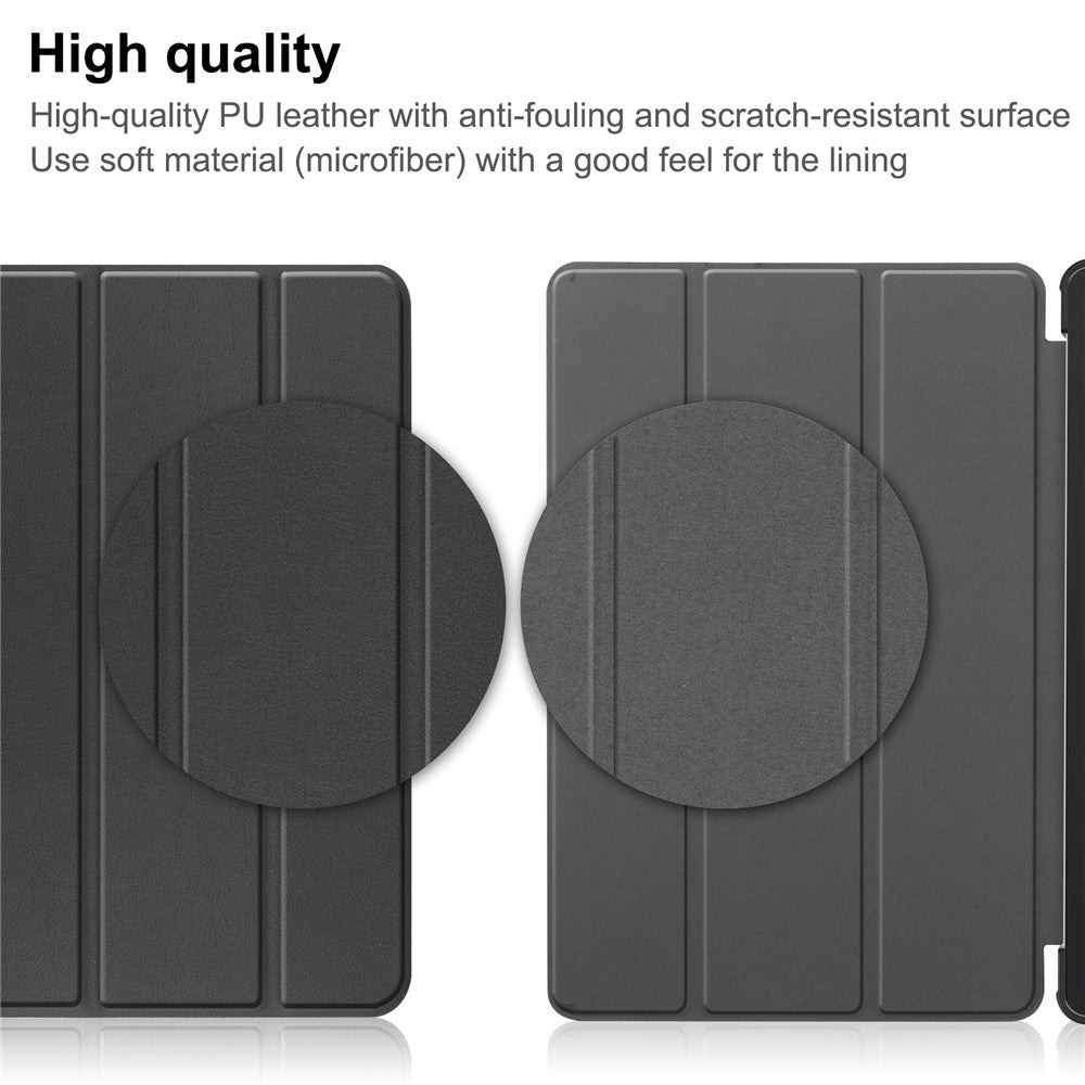 PU Leather Tablet Case for Lenovo Tab M8 (4th Gen) 2024 TB-301XU / M8 (4th Gen) 2023 TB-300FU Tri-Fold Stand Protective Tablet Cover - Black