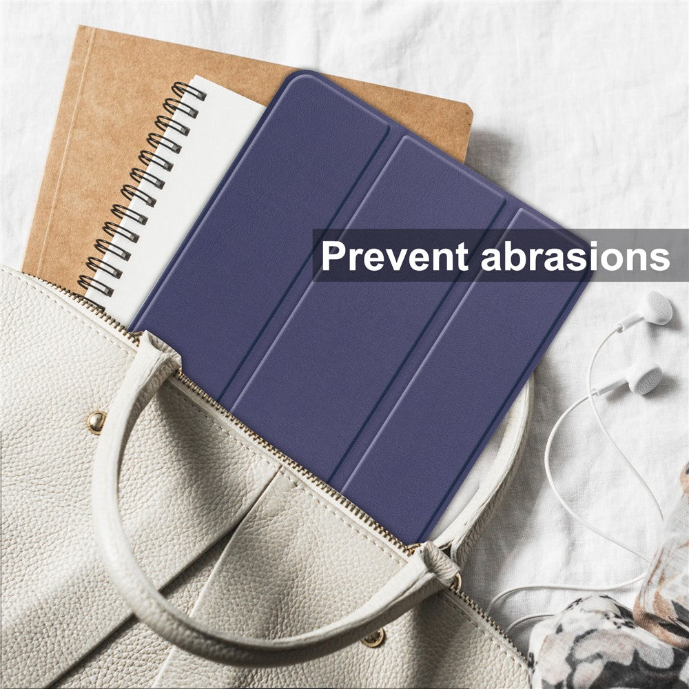 PU Leather Tablet Case for Lenovo Tab M8 (4th Gen) 2024 TB-301XU / M8 (4th Gen) 2023 TB-300FU Tri-Fold Stand Protective Tablet Cover - Blue