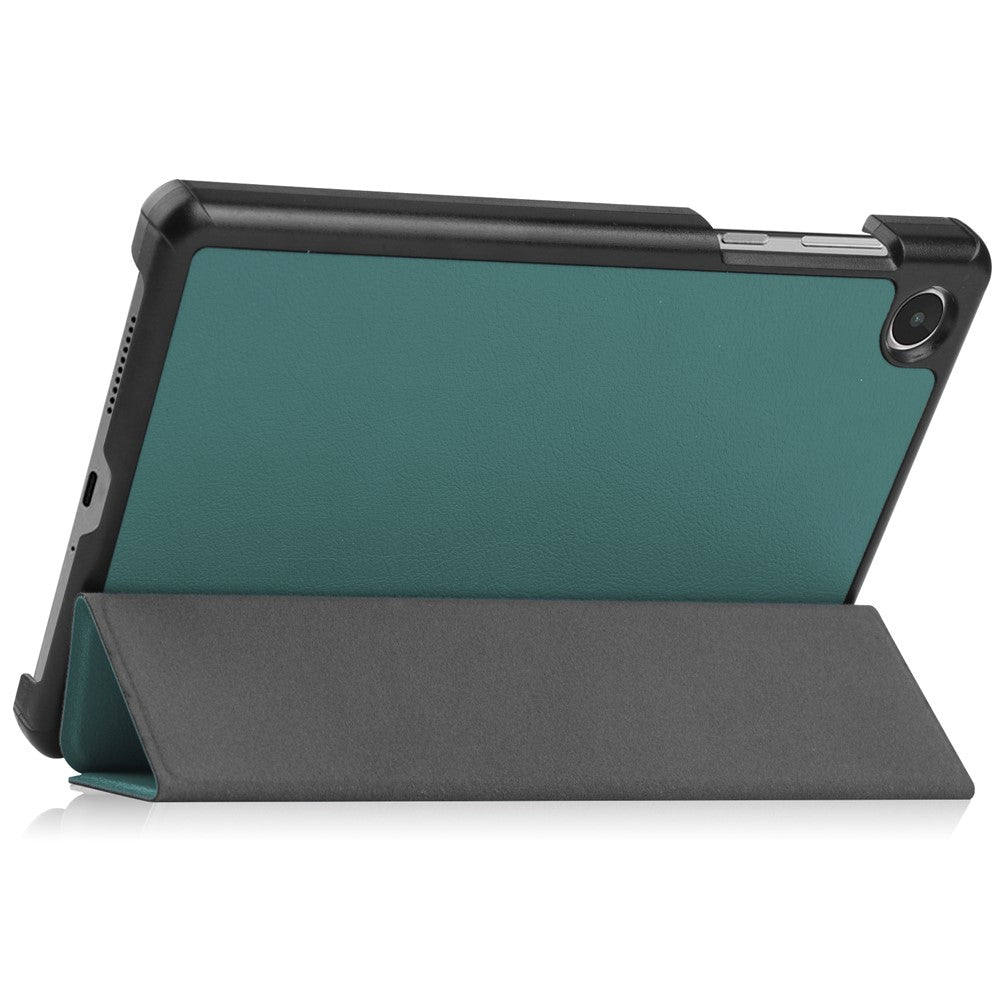 PU Leather Tablet Case for Lenovo Tab M8 (4th Gen) 2024 TB-301XU / M8 (4th Gen) 2023 TB-300FU Tri-Fold Stand Protective Tablet Cover - Blackish Green