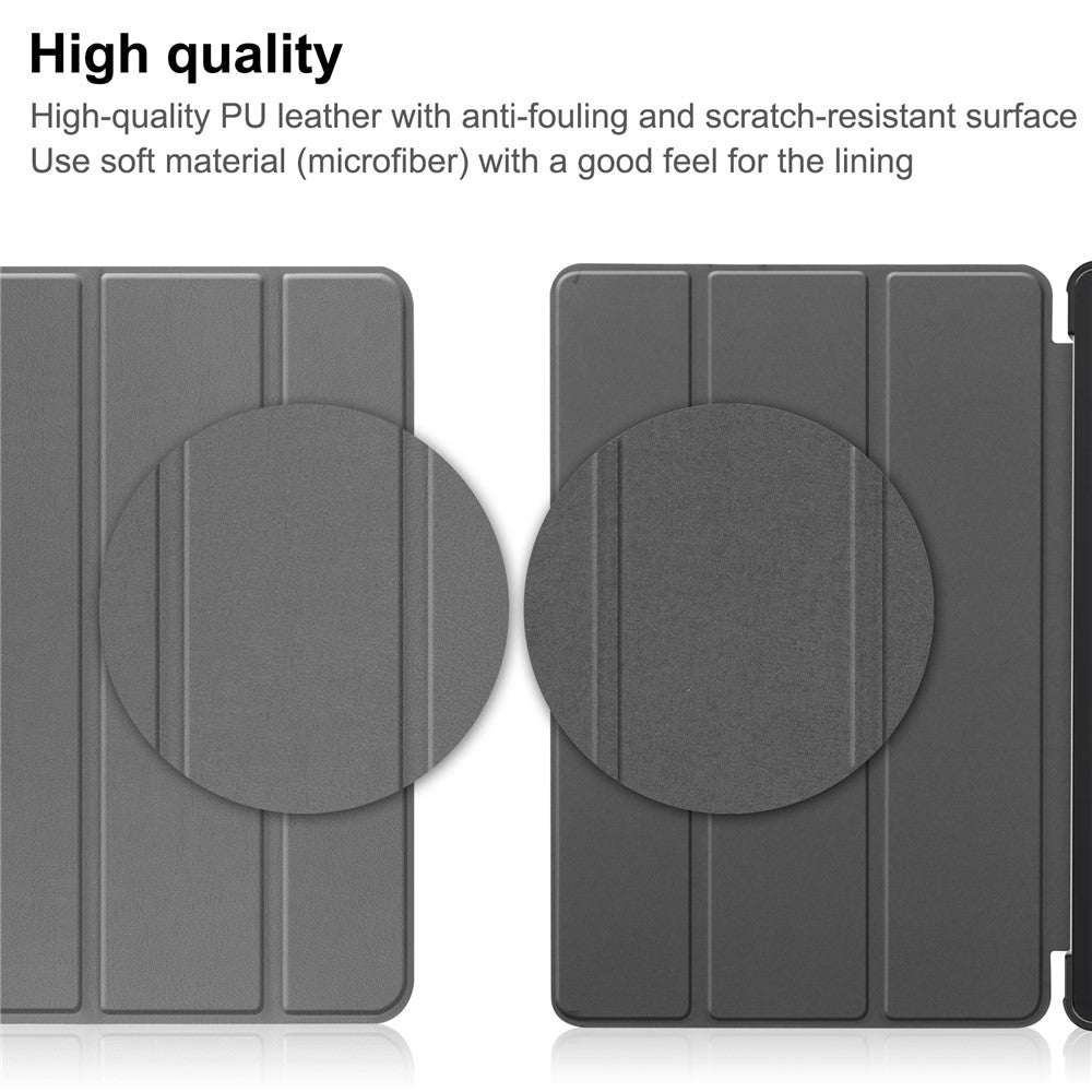 PU Leather Tablet Case for Lenovo Tab M8 (4th Gen) 2024 TB-301XU / M8 (4th Gen) 2023 TB-300FU Tri-Fold Stand Protective Tablet Cover - Grey