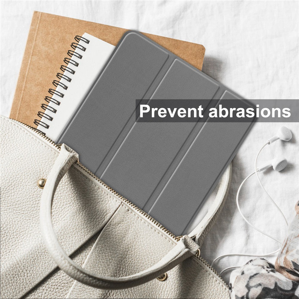 PU Leather Tablet Case for Lenovo Tab M8 (4th Gen) 2024 TB-301XU / M8 (4th Gen) 2023 TB-300FU Tri-Fold Stand Protective Tablet Cover - Grey