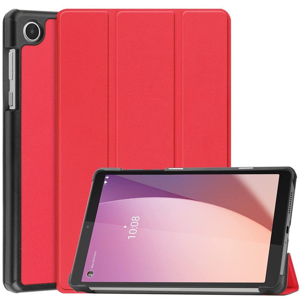 PU Leather Tablet Case for Lenovo Tab M8 (4th Gen) 2024 TB-301XU / M8 (4th Gen) 2023 TB-300FU Tri-Fold Stand Protective Tablet Cover - Red