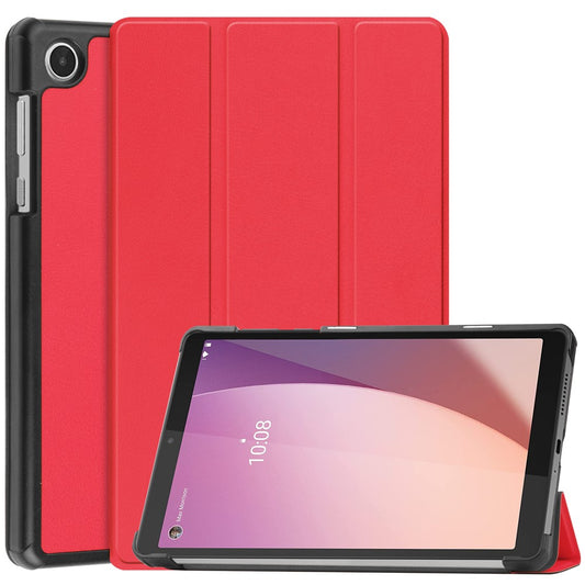 PU Leather Tablet Case for Lenovo Tab M8 (4th Gen) 2024 TB-301XU / M8 (4th Gen) 2023 TB-300FU Tri-Fold Stand Protective Tablet Cover - Red