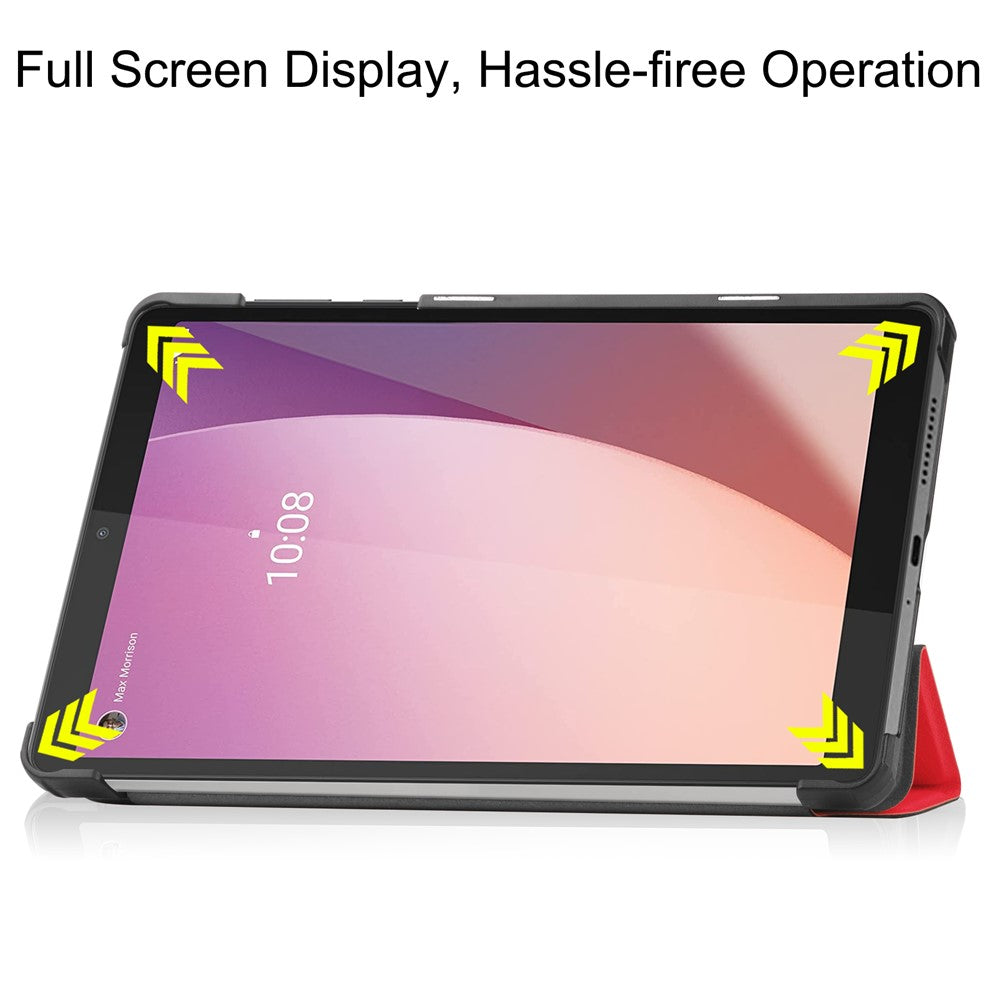 PU Leather Tablet Case for Lenovo Tab M8 (4th Gen) 2024 TB-301XU / M8 (4th Gen) 2023 TB-300FU Tri-Fold Stand Protective Tablet Cover - Red